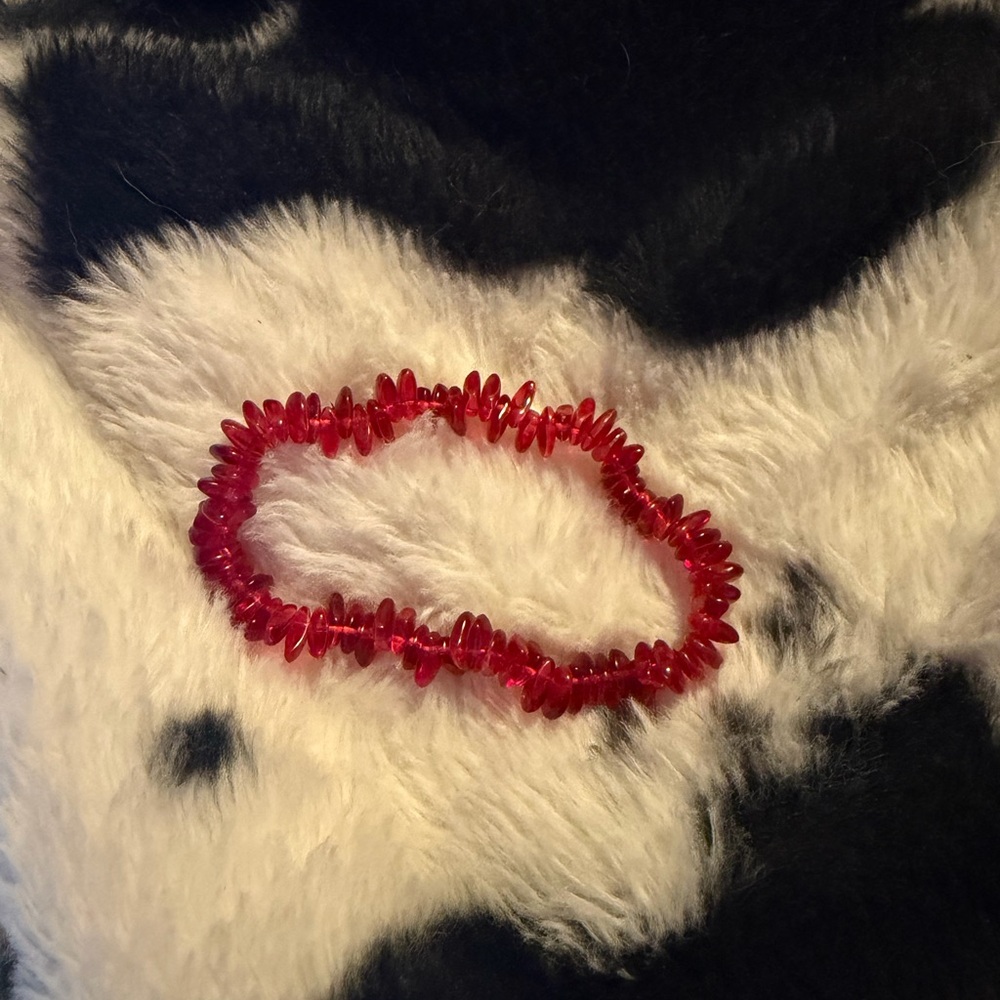 Red Beaded Stretch Bracelet